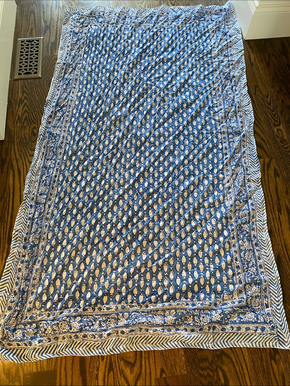 Blue Patterned 100% Cotton large scarf